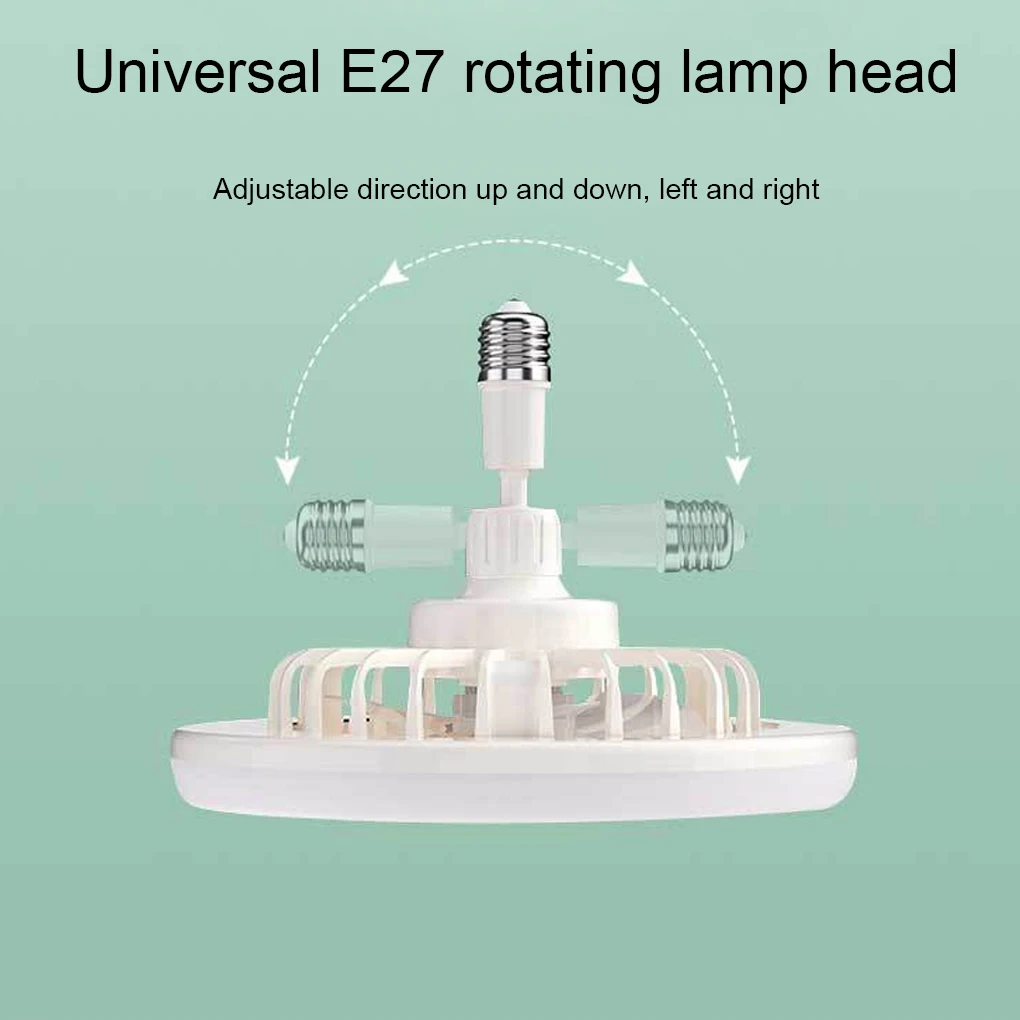 E27 LED Ceiling Fans with Light Remote Control Dimmable Ceiling Lamp Bulb Indoor Bedroom Chandelier with Cooling Fan 3 Modes