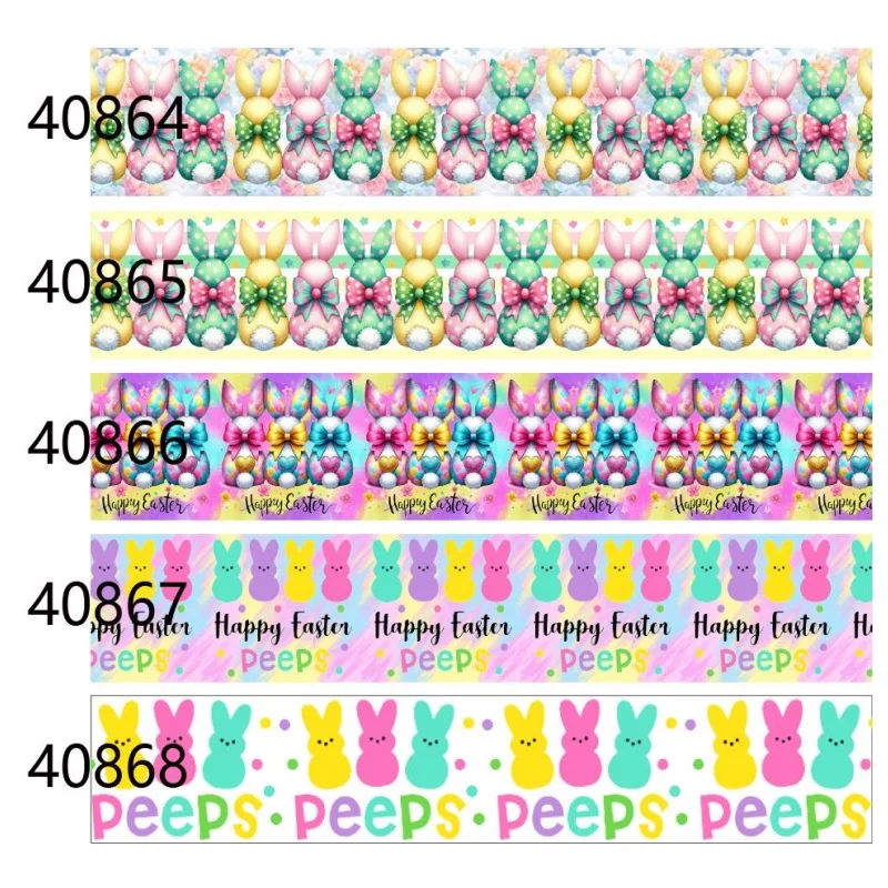 

5yards Easter Day Grosgrain Ribbon Printed Cartoon Ribbons for Hairbows Handmade Decoration DIY Accessories