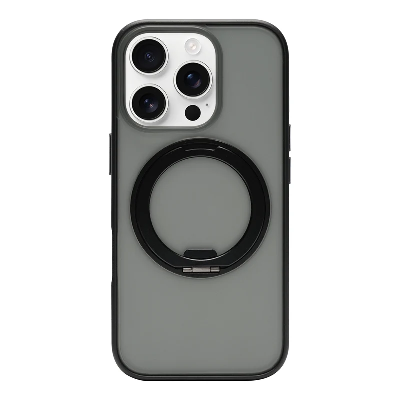 

Матовый чехол MagSafe с вращающимся на 360° кронштейном для iPhone 16, 16 pro max 15, 15 Pro, полупрозрачный противоударный чехол с беспроводной зарядкой