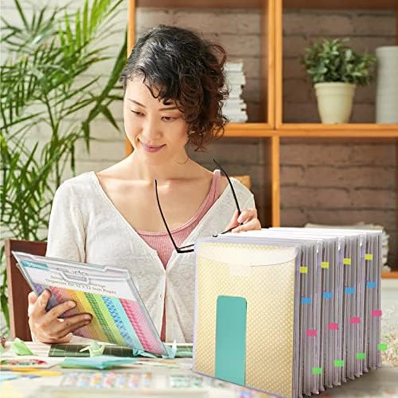 36Pcs Scrapbook Paper Storage With Buckle Design,With 100Pieces Multicolor Sticky Index Tabs For Holding 12X12inch Paper