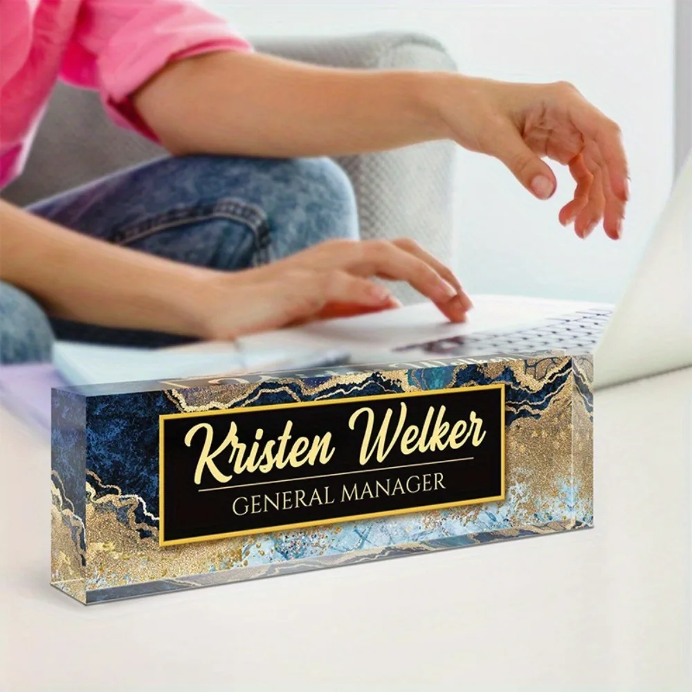 Personalized Acrylic Desktop Name Plate - Custom Office Desk Sign for Teachers, Bosses & Employees - Unique Decor for Workspaces