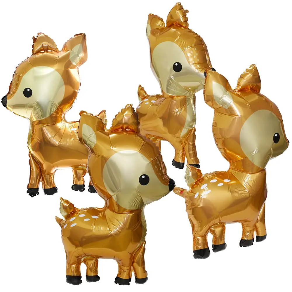 

4pcs/set Woodland Deer Jungle Safari Cartoon Animal Balloons Party Supplies Birthday Decoration Wild Zoo Forest Critter Reindeer