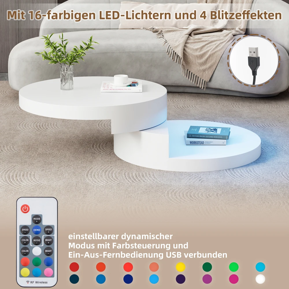 Moderner zylindrischer Couchtisch 360° ° Drehbare Wohnzimmermöbel mit einer Kapazität von 30 kg – Detail 32