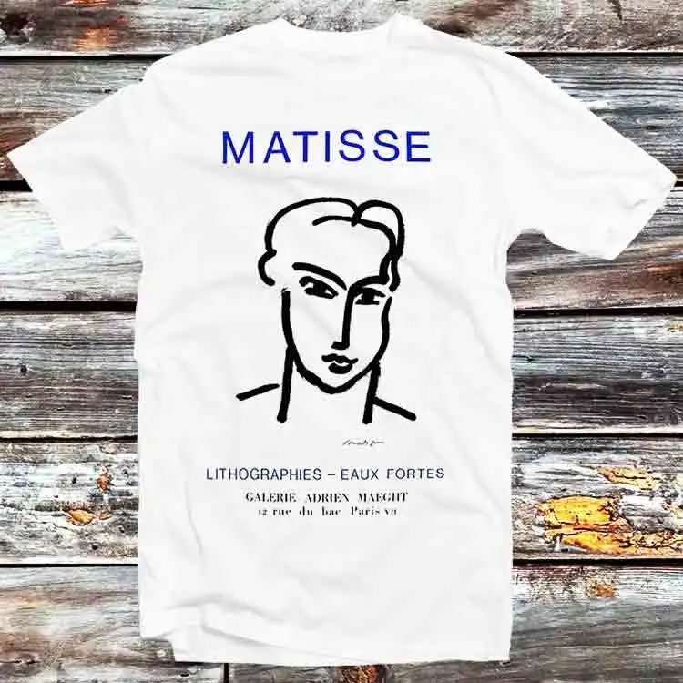 Henri Matisse Exhibition Poster Advertising Galerie Maeght In Paris 1964 Art T Shirt Vintage Retro Cartoon Anime Top B1244