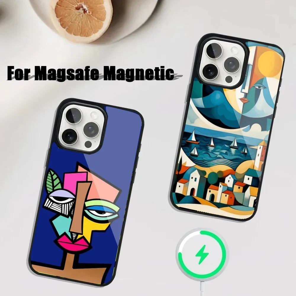 Art Painting P-Pablo P-Picasso Phone Case For iPhone 16,15,14,13,12,11,Plus,Pro,Max Mini Magsafe Magnetic Wireless Charging