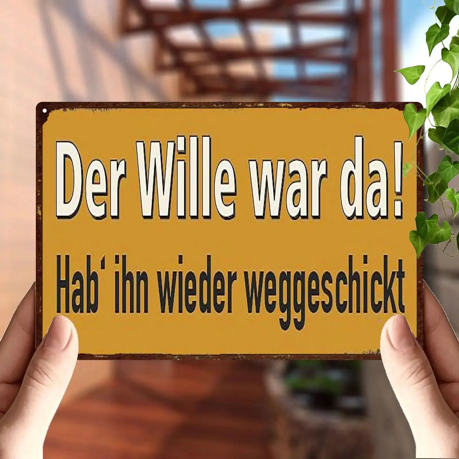 2D Flat  Decorative Wall Plaque Made of Aluminum, Crafted from a Single Piece, Featuring The German  for Rustic Home, Office