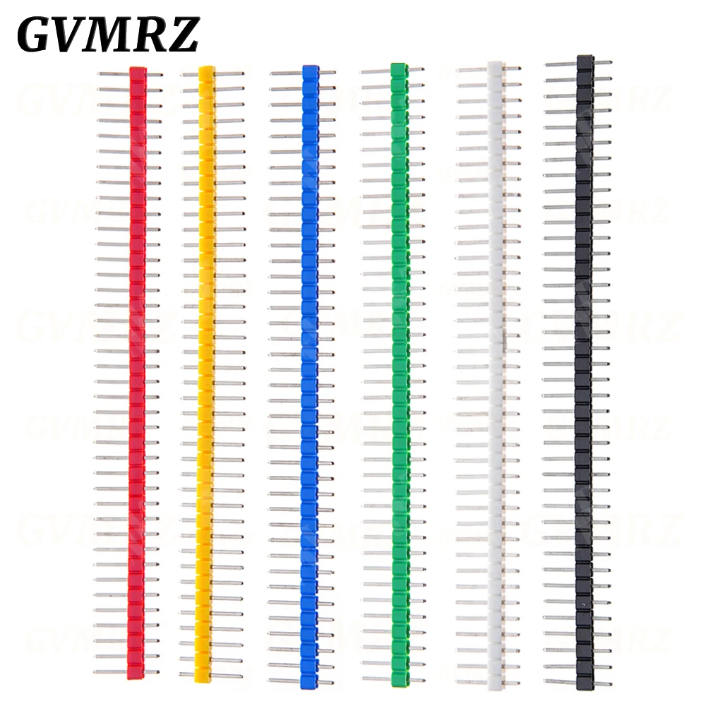10PCS 1X40Pin Breakable Pin Header 2.54mm Single Row Male Header Connector PCB Pin Strip for Arduino Yellow Red White Black
