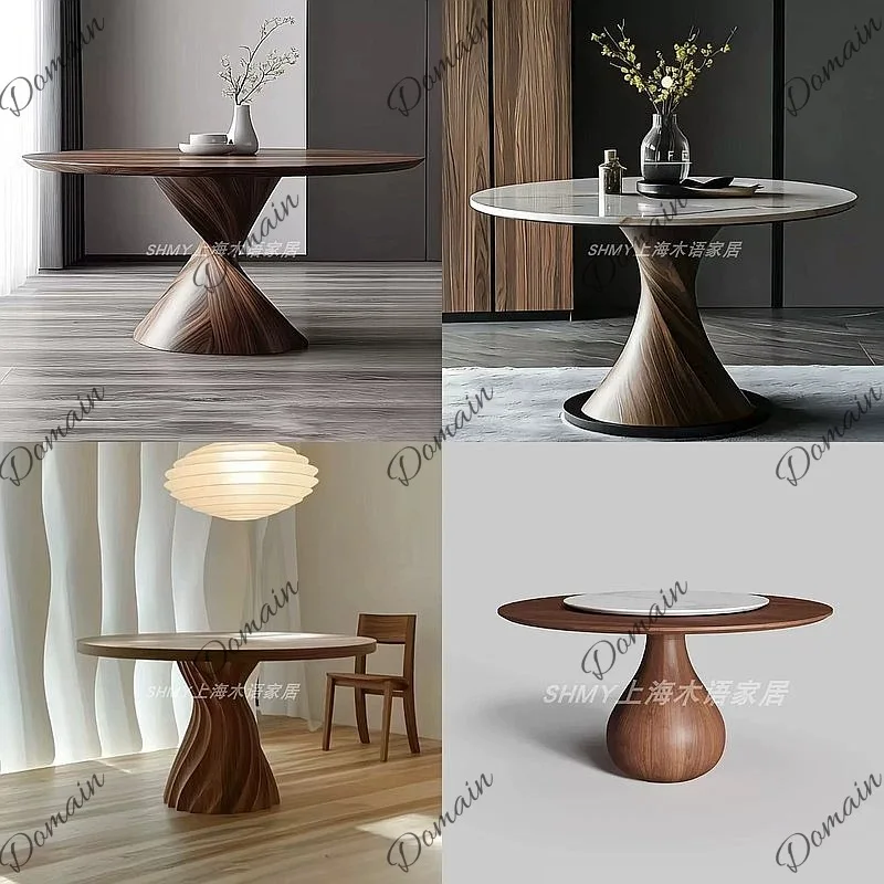 New Solid Wood Round Dining Table Modern Designer Art Living Room Home Kitchen Table