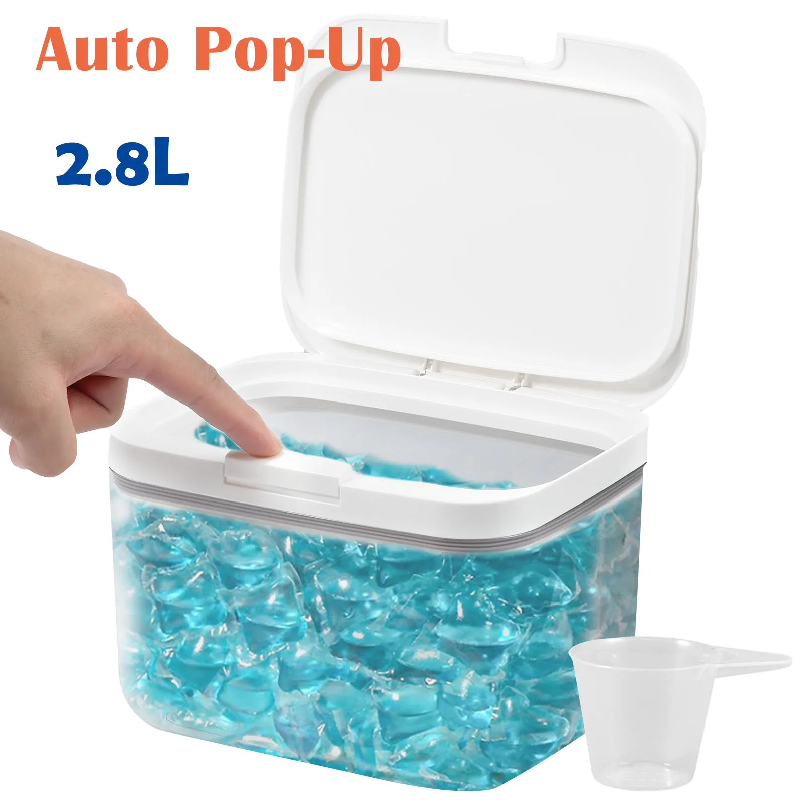스쿱 자동 팝업 식기 세척기 포드 거치대 대형 세탁 세제 용기, 2.8L, 향기 구슬 상자