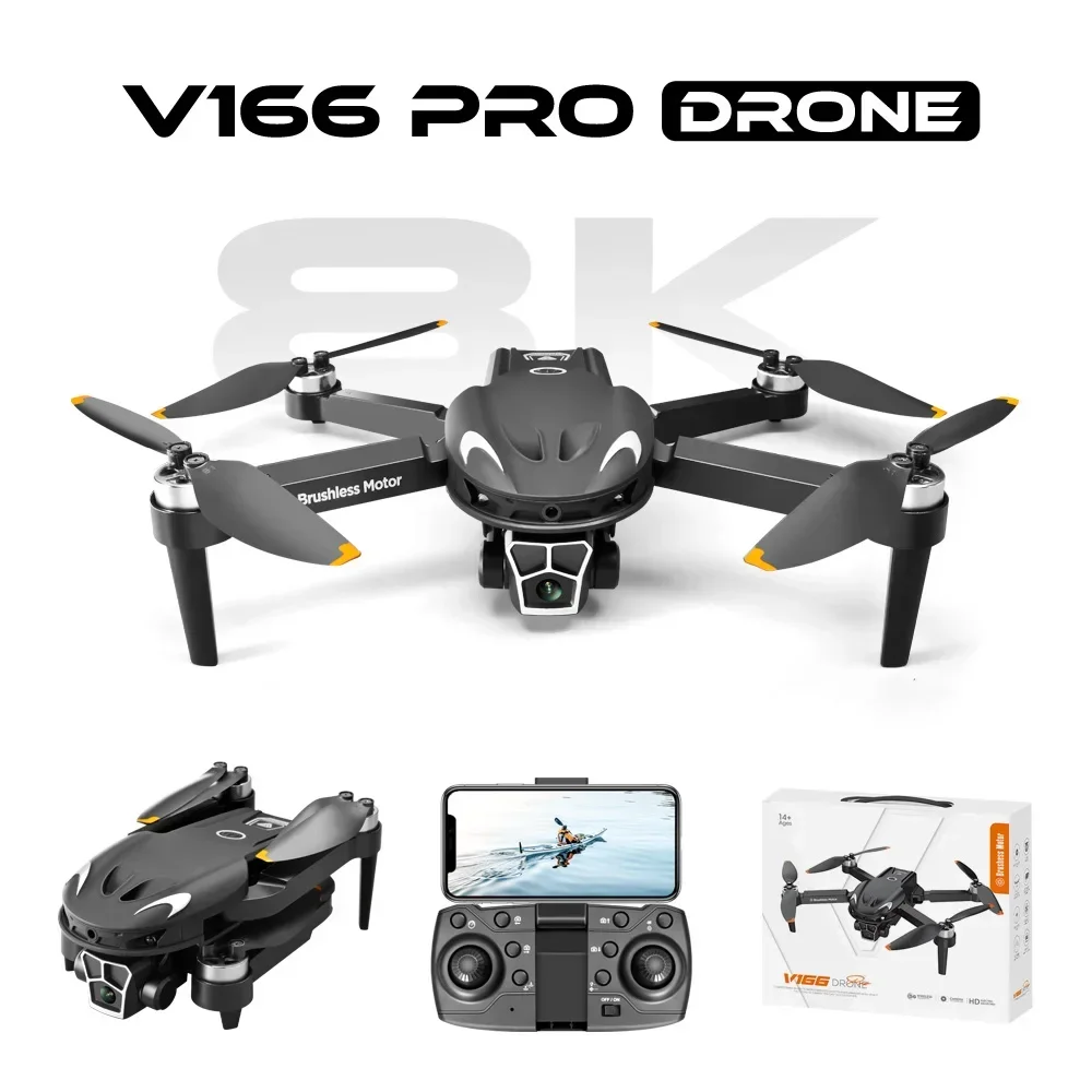 

V166 PRO Drones Profesional 8K with HD Camera FPV Wifi Brushless Motor Foldable RC Quadcopter Obstacle Avoidance Dron