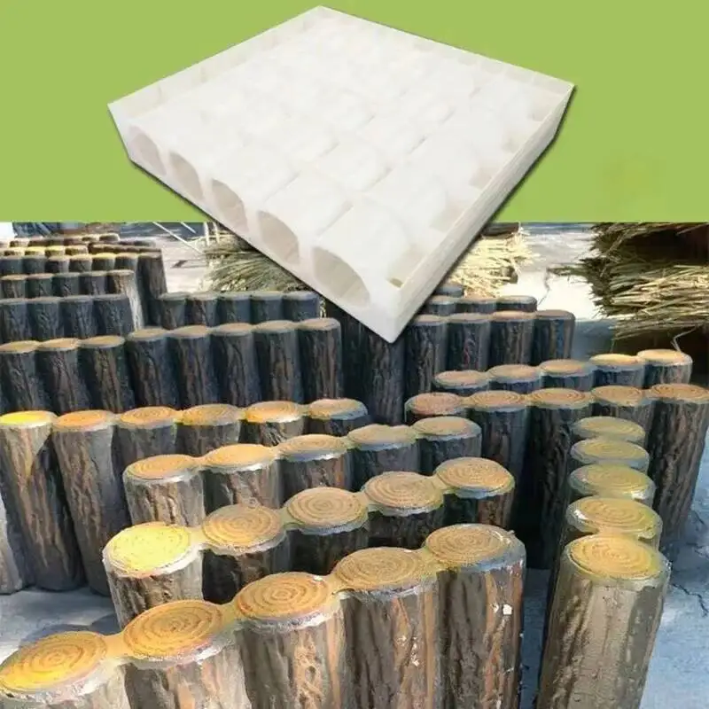 Household Simple Imitation Wood Pile Fence Cement Molds Nordic Garden Garden Decoration Plastic Annual Ring Pile Guardrail Model