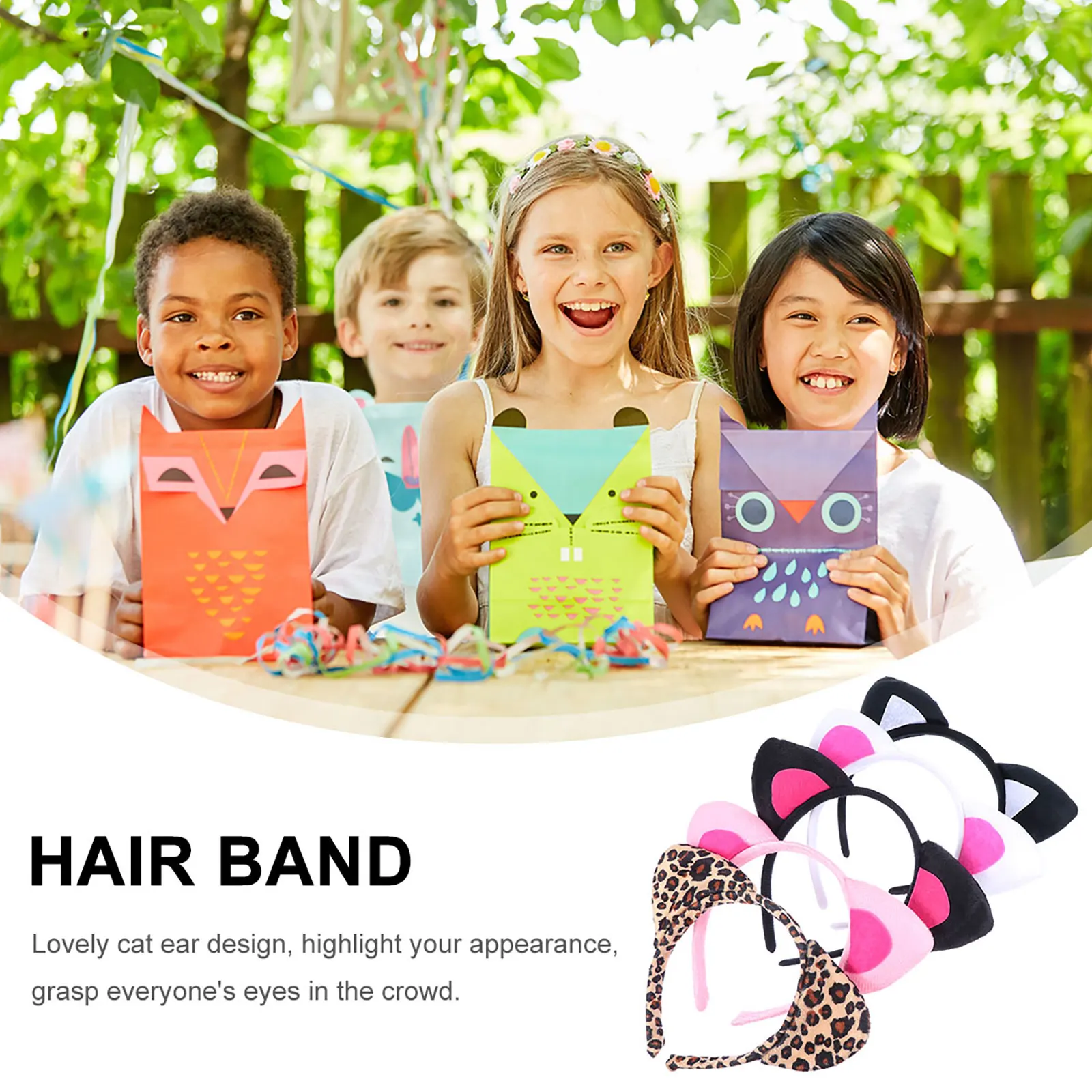

5pcs Cat Ear Headbands Set Cute Animal Costume Accessories For Women Girls Halloween Party Cosplay Hairband Jewelry Gift