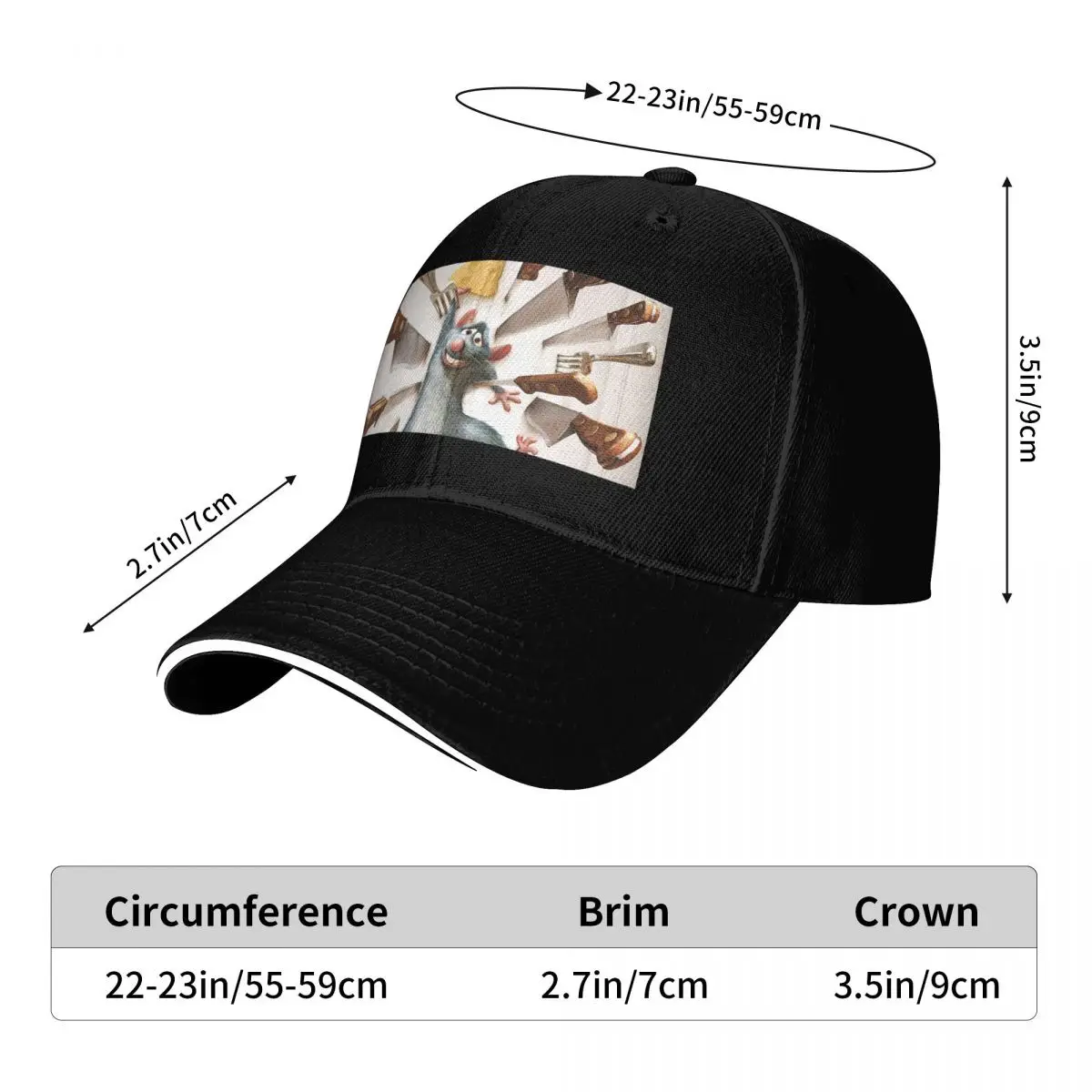 Ratatouille Cap Fashion Casual Baseball Caps Adjustable Hat Hip Hop Summer Unisex Baseball Hats Customizable Polychromatic