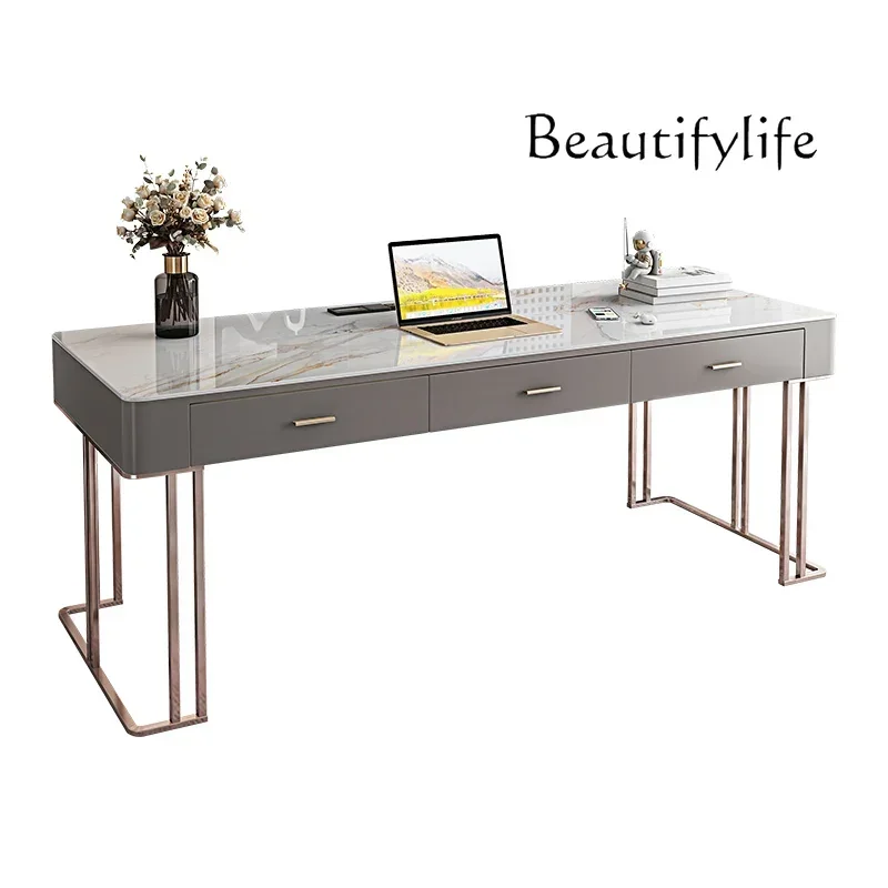 

Nordic light luxury rock slab modern simple small apartment study desk office computer desk