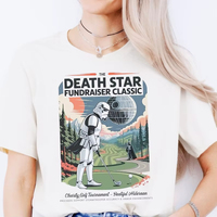 Funny Star Wars Golf T-Shirt Death Star Classic Stormtrooper Print Short Sleeves T-shirt Men Women Causal Round Neck Streetwear