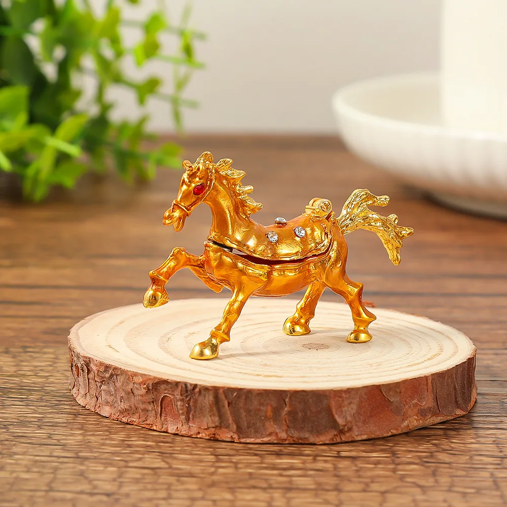 Hand Painted Small Horse Shape Trinket Box Decorative Hinged Jewelry Trinket Box Unique Gift for Home Decor