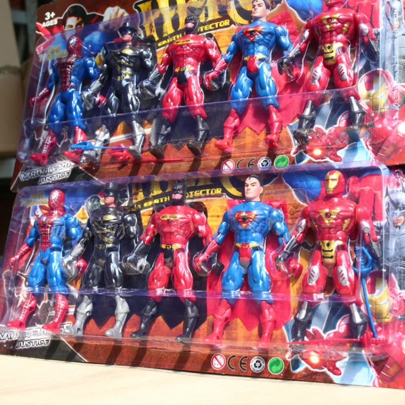 

Marvel New models Handmade model cartoon Anime Spider-Man Batman Superman Iron Man Model set Children's Toys Gifts package BOX