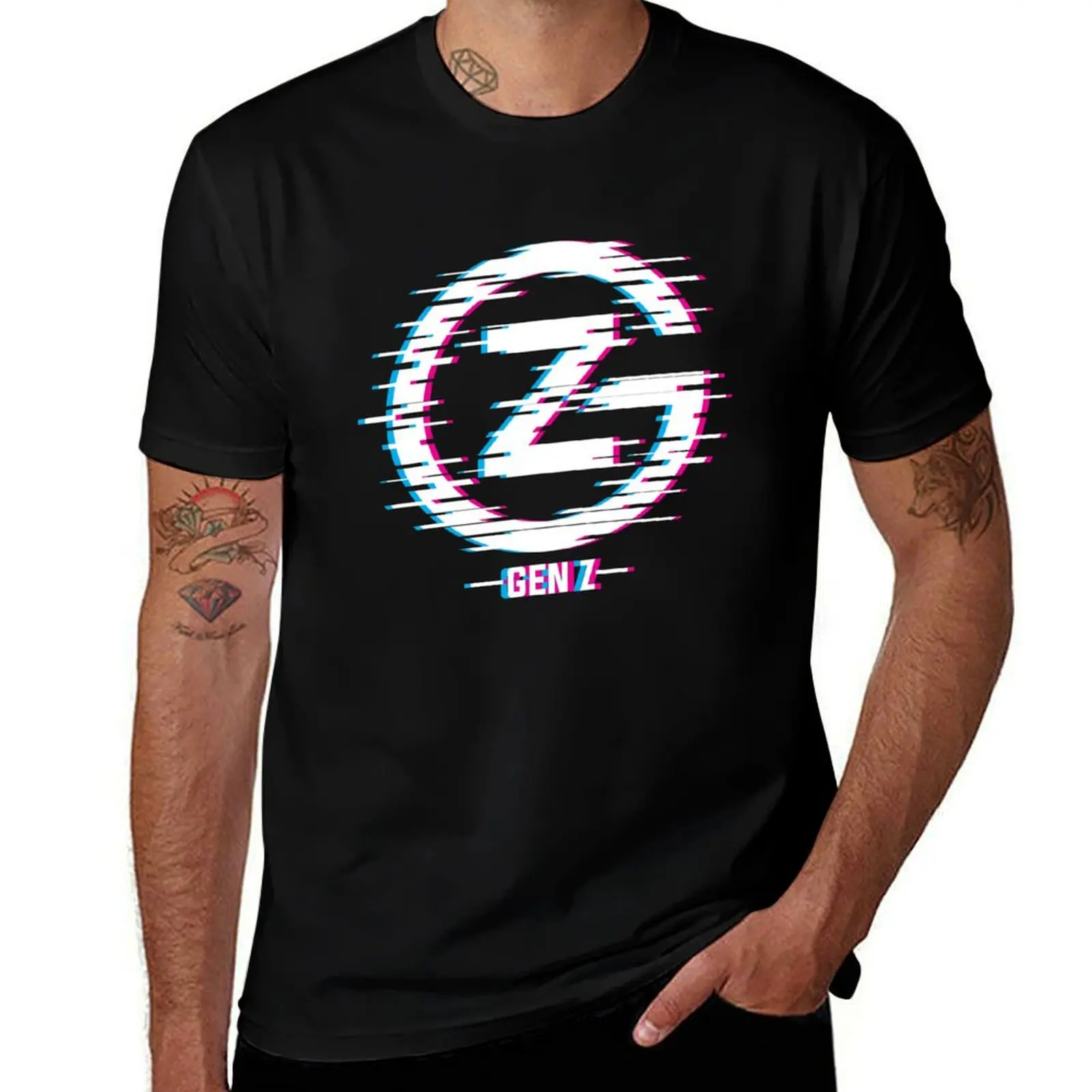 Gen Z glitch logo T-Shirt t shirts for man slim fit T-Shirt