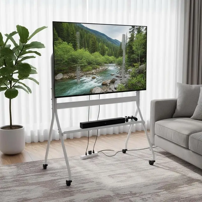 TV-Ständer auf Rollen, für Fernseher/LED/LCD/OLED von 889 bis 2540 mm, mobiler TV-Wagen, bis zu 90 kg, tragbarer Standfuß-TV-Halter, max. VESA 800 x 600 mm, für Wohnzimmer, Büro, Außenbereich