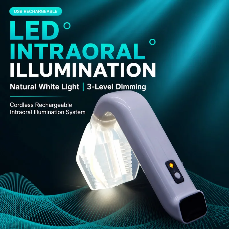 Dental Intraoral Illumination Lamp with Cheek Retractor Bite Block 135C Sterilizable 3 Level Dimming USB Rechargeable