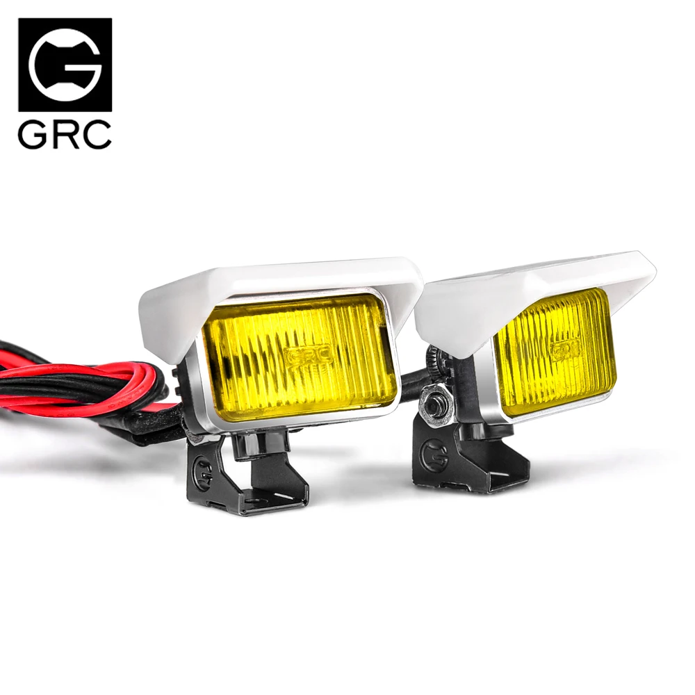 GRC 20mm Pro Rectangular Spotlights W/cover Square Led Lights Searchlight for 1/10 RC Car TRX4 Defender SCX10 D90 D110 #G157TY/W