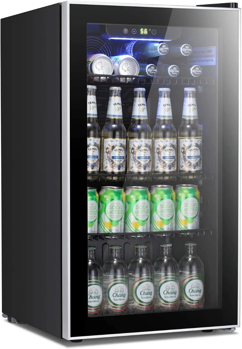 

Antarctic Star 3.2cu.ft Beverage Refrigerator Cooler -120 Can Mini Fridge Glass Door for Soda Beer or Wine Small Drink Dispenser