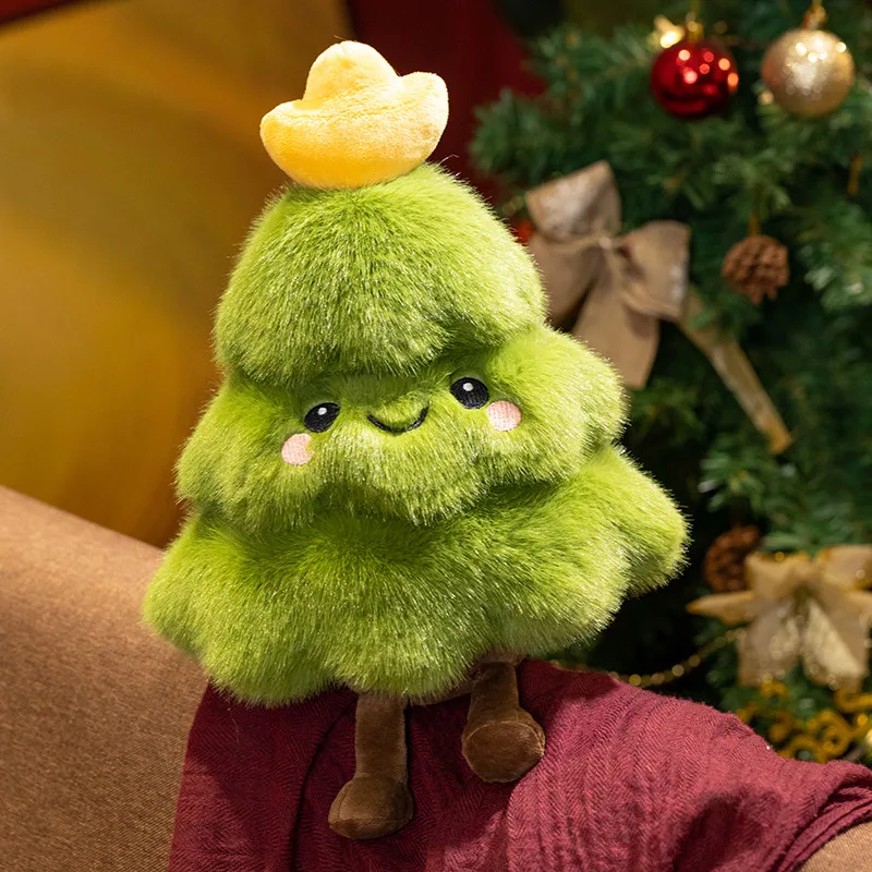 30/50 سنتيمتر الأخضر شجرة عيد الميلاد وسائد فخمة محشوة الوجه المبتسم النبات مع الساقين الإنسان الشكل ديكور حفلات هدية