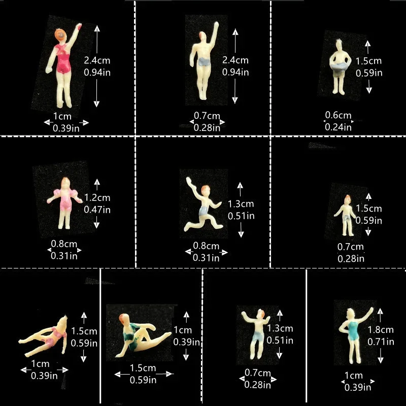 DIY zestaw klocków budowlanych miniaturowe pływanie mały człowiek zabawki wykonane ręcznie 1:50 1:87 1:100 1:150 diorama postaci architektonicznej