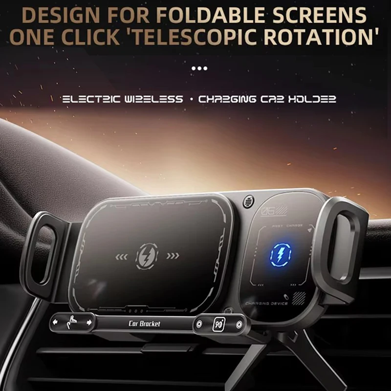 デュアルコイル折りたたみ式スクリーンカーファストワイヤレス充電スタンド-samsung-galaxy-z-fold6-fold5-4-s25-s24-ultra-iphone-16-15-14-pro-max対応
