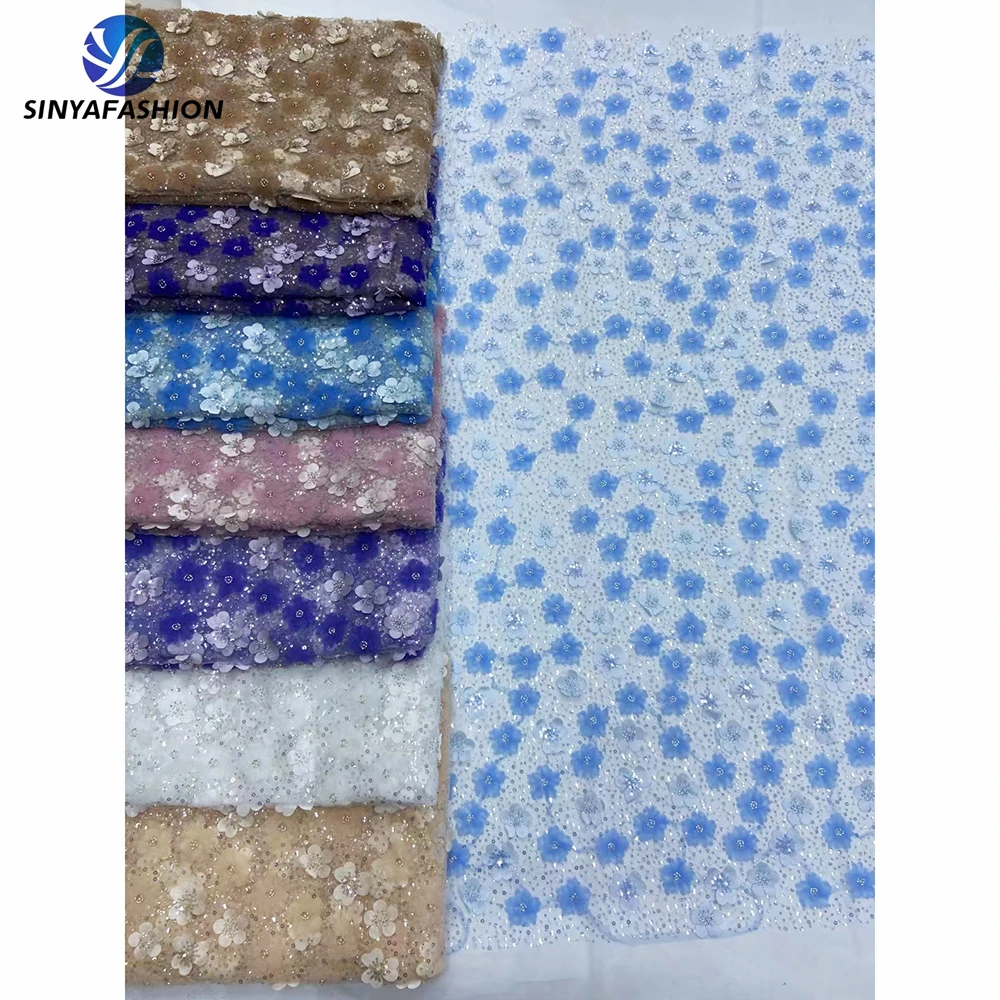 

Tim 3D Flower Applique Lace 2024 African Nigerian Lace Fabrics 2024 High Quality French Tulle Luxury Beaded Lace For Dress Sew