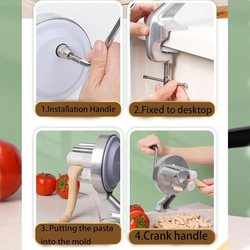 Aluminum Alloy Manual Pasta Machine Hand Cranking Adjustable Clamp Pasta Maker Removable Manual Noodle Making Press Machine