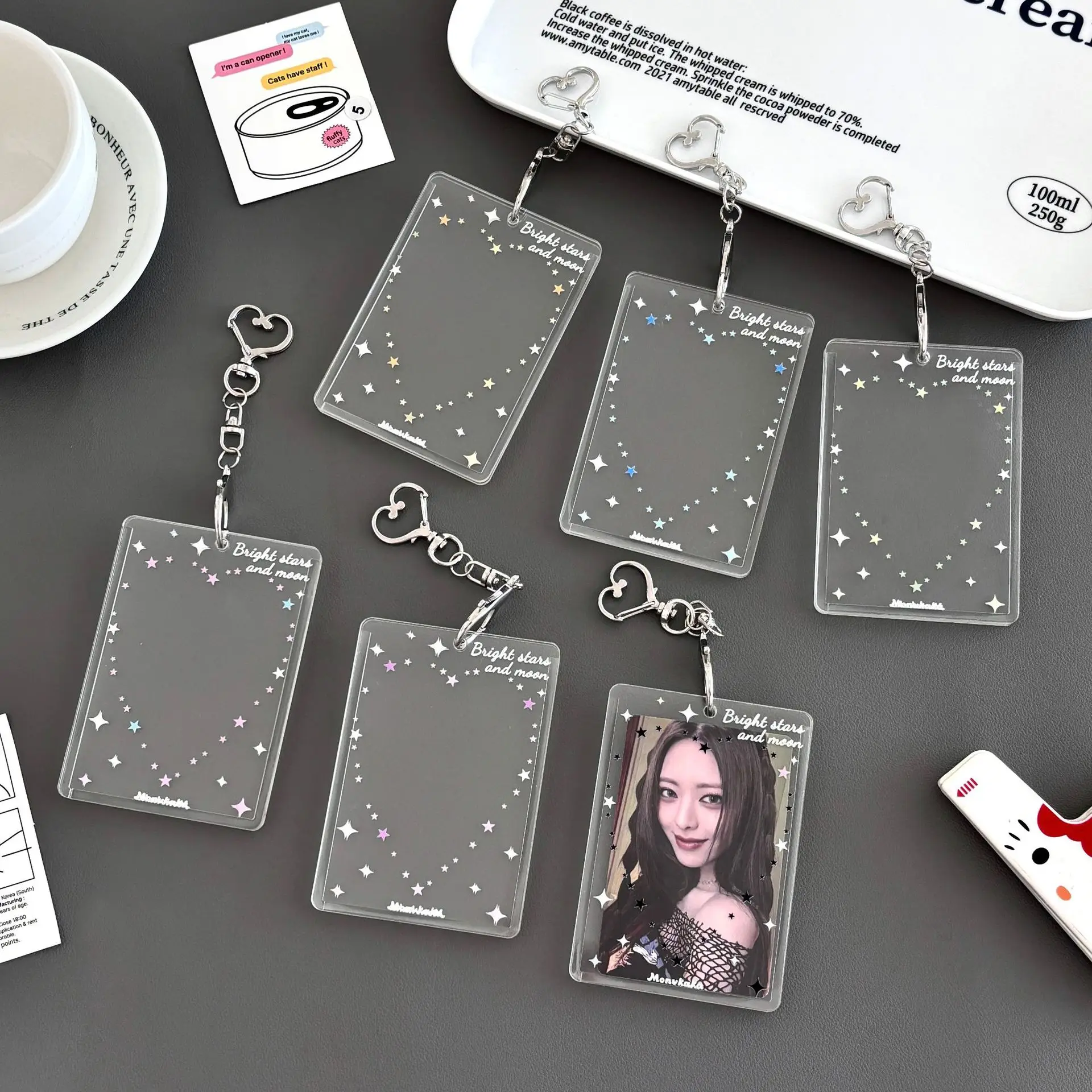 شفافة واضحة الاكريليك 3 بوصة Kpop Photocard حامل ستار الحب حامل بطاقة الصورة حقيبة قلادة القرطاسية المدرسية
