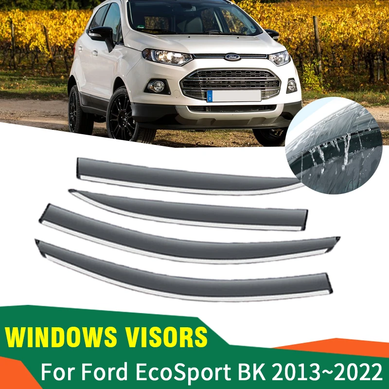 Для Ford EcoSport аксессуары 2022 ~ 2013 B515 автомобильный 4 шт. вентиляционный тент дефлектор дождя дефлекторы всепогодные щитки автомобильные аксессуары