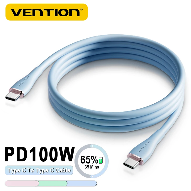 Vention PD 100W/5A USB Type C To USB C Cable For iPhone 16 15 Pro Max Fast Charging Cord For Xiaomi Samsung OnePlus Type-C Cable