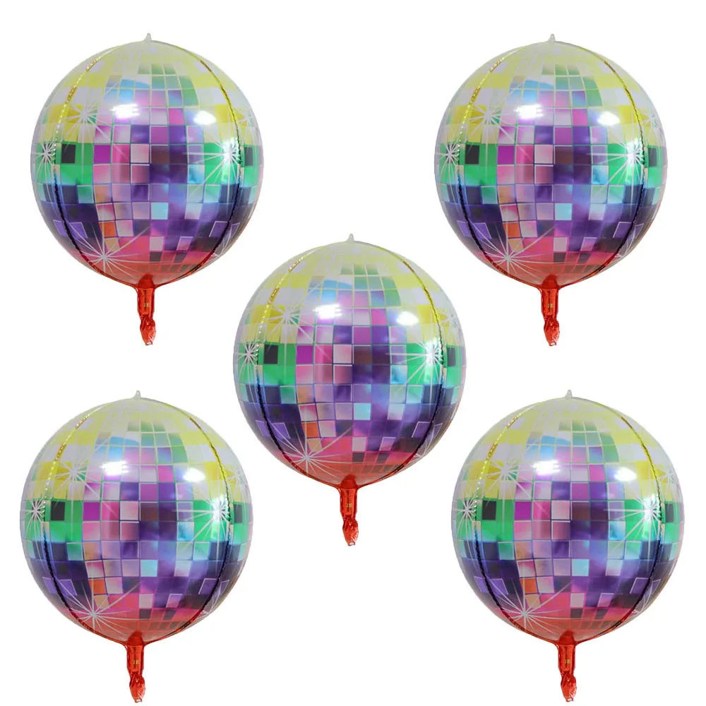 Balões Disco Laser para Casamento, Decorações do partido Popular, Rock and Roll Feel, Globo em Forma de Cubo Redondo, Feliz Aniversário, 5PCs, 4D