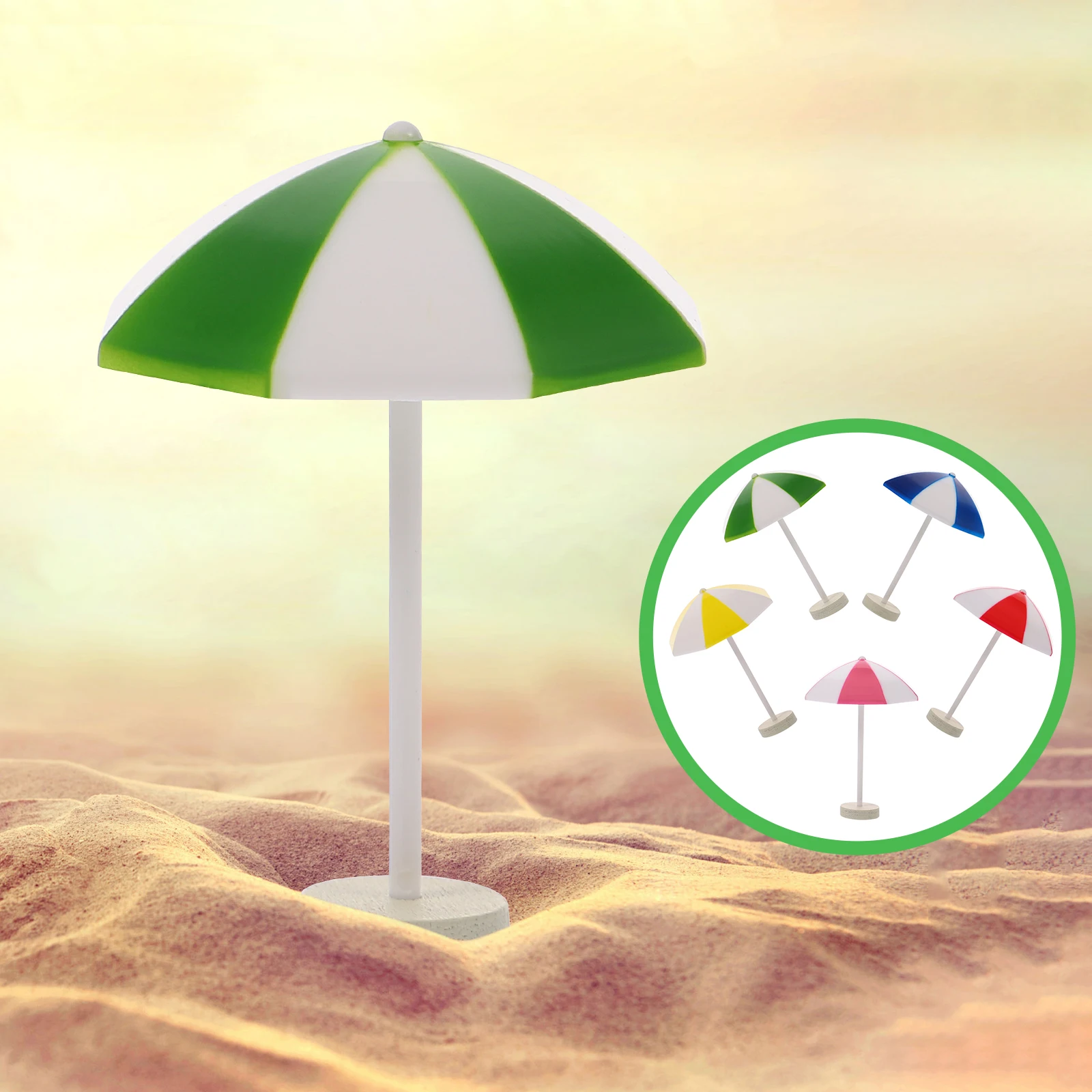 

5pcs Mini Umbrella Decoration Artificial Adornments For Micro Landscape Bonsai Fairy Garden Beach Simulation Umbrella Ornament