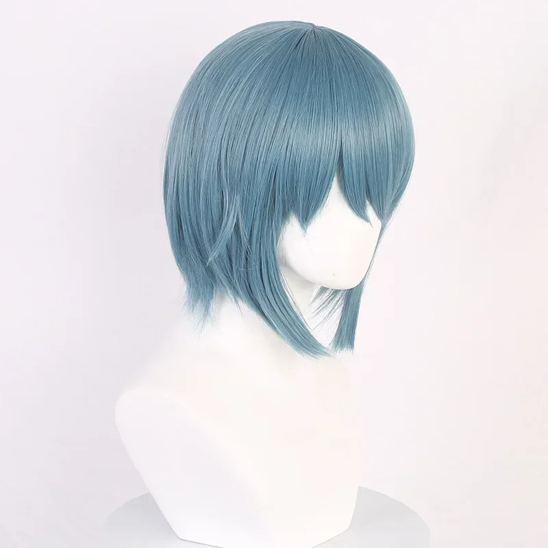 Peluca de Cosplay de Anime Miki Sayaka, pelo corto azul y gris, pelucas sintéticas resistentes al calor, 30cm