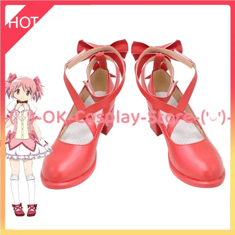 Anime Puella Magi Madoka Magica Kaname Madoka Cosplay Shoes PU Leather Shoes Halloween Carnival Boots Cosplay Props Custom Made