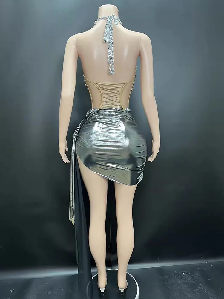 Alta qualidade quente diamante sexy envoltório peito irregular envoltório nádegas vestido 2024 nova moda roupas femininas personalizadas