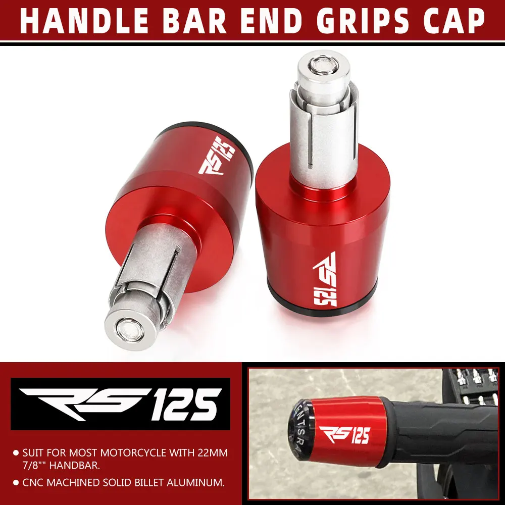 

RS125 Motorcycle Handle Bar Ends For Aprilia RS 125 1995-2018 2019 2020 2021 2022 Handlebar Grips Cap Anti Vibration Silder Plug