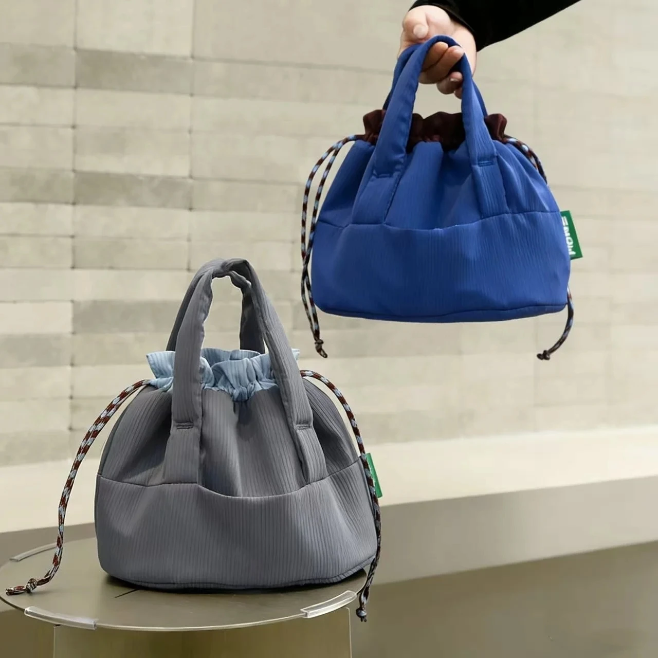 New Japanese And Korean Style Large Capacity Lunch Box Hand-Held Bento Bag, Drawstring Bento Bag, Waterproof Lunch Bag