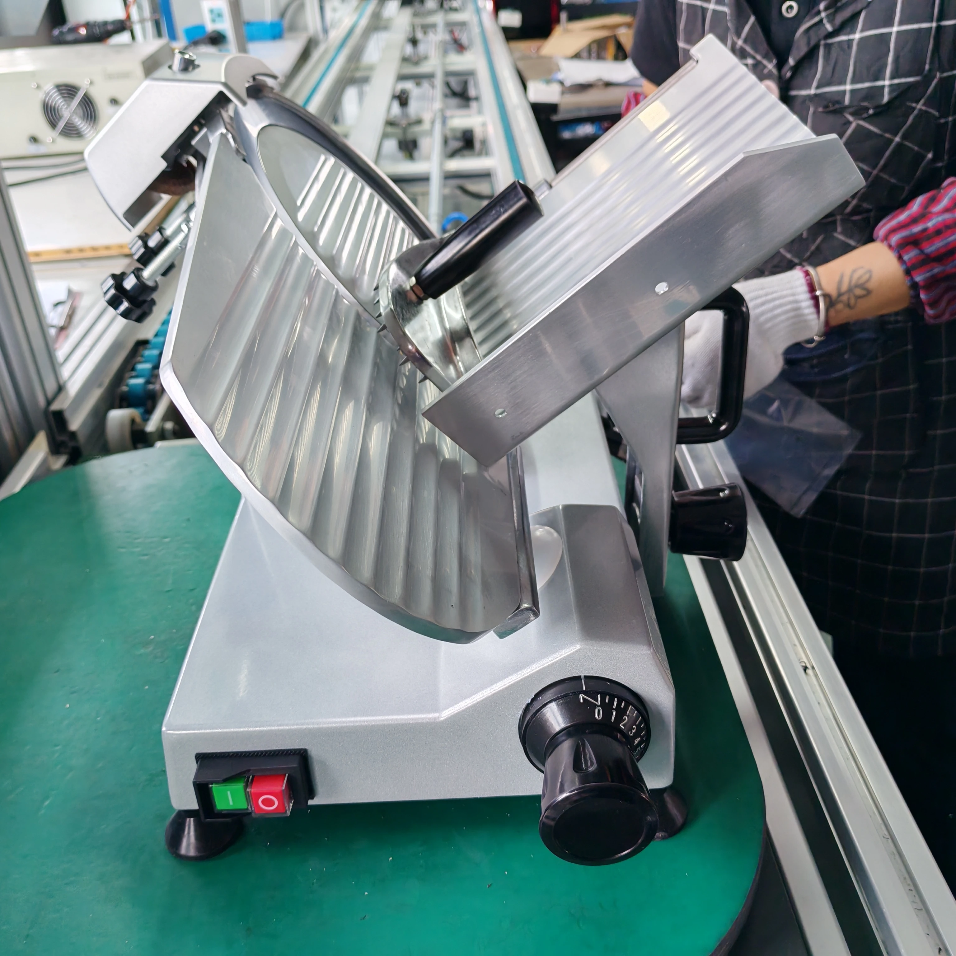 10-Inch Table Top Commercial Meat Slicer Home Use Semi-Automatic 0-12mm Meat Cutting Machine New Condition
