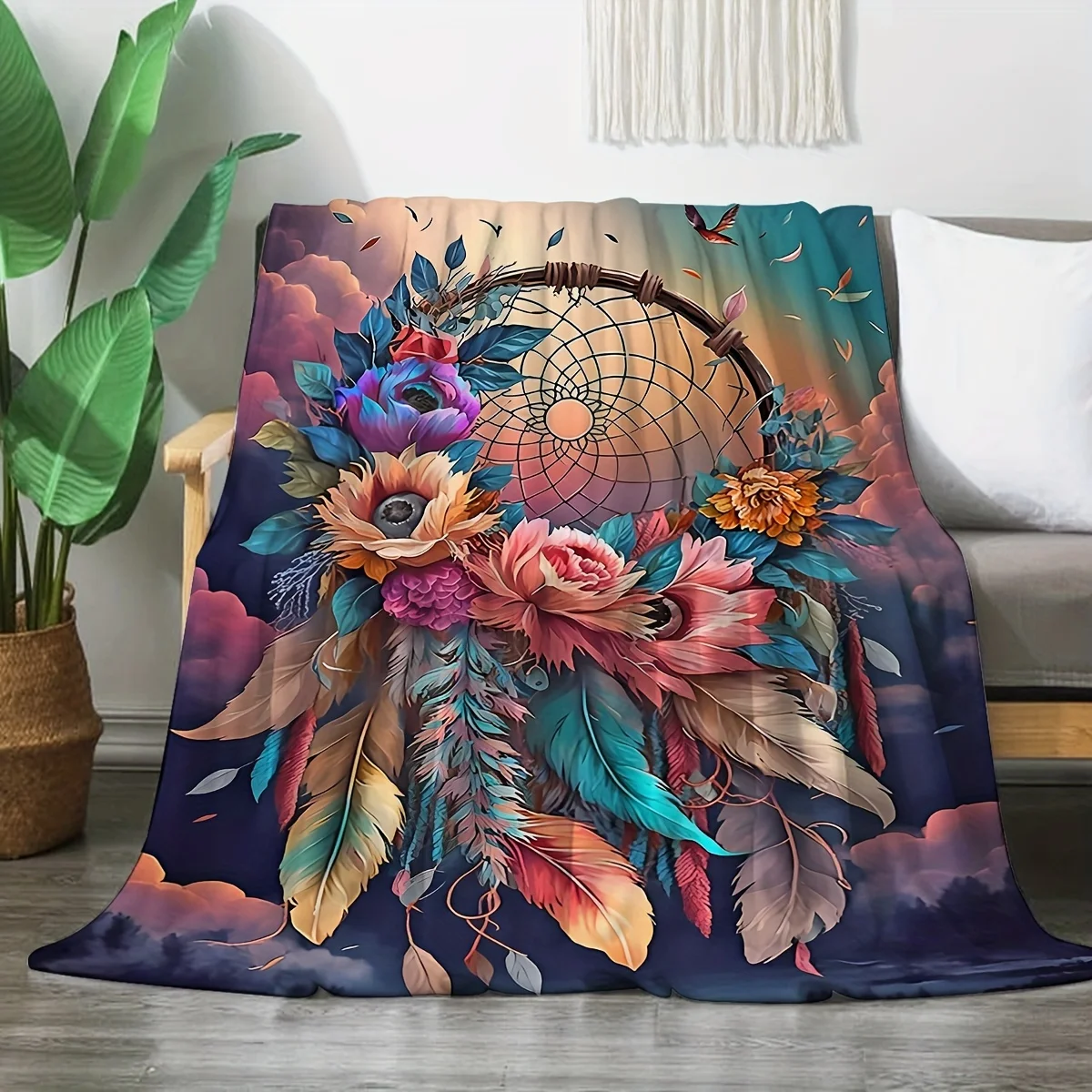 1pc Flannel Creative Dreamcatcher Printed Blanket Comfortable and Soft for Adults and Children Multi-specification Four Seasons