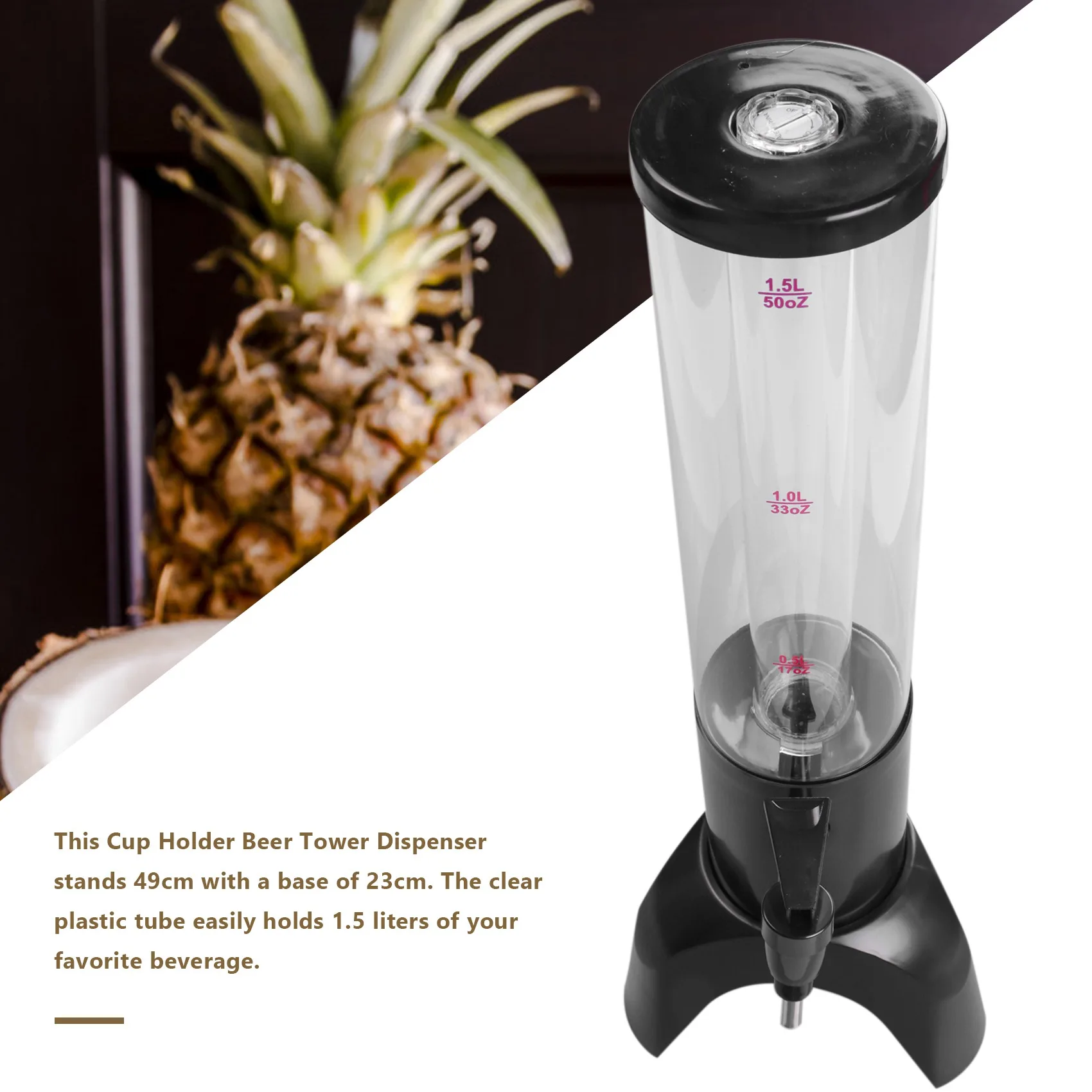 AA94-1.5L Beer Dispenser Tower Easy Clean Integrated Tap With Ice Tube And LED Light Clear Beverage Tower Dispenser