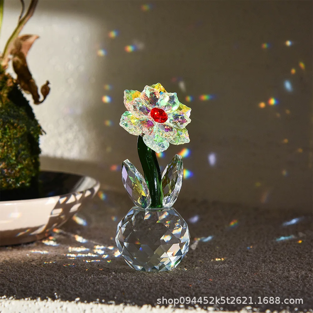 

WW crystal glass simulation flower creative sun flower home office crystal handicraft ornament