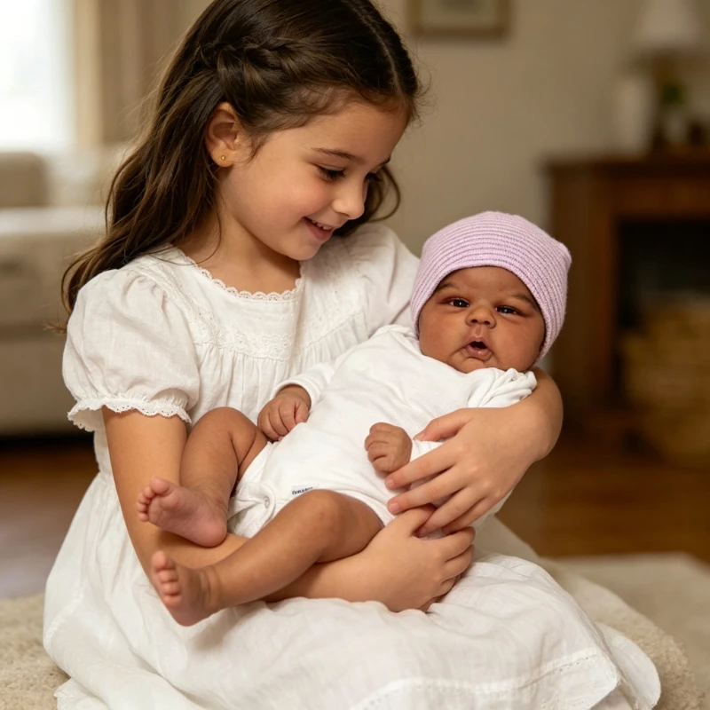50cm Dark Skin Lifelike Reborn Baby Gounchin Soft Cotton Body Doll with Hand Drawing Hair
