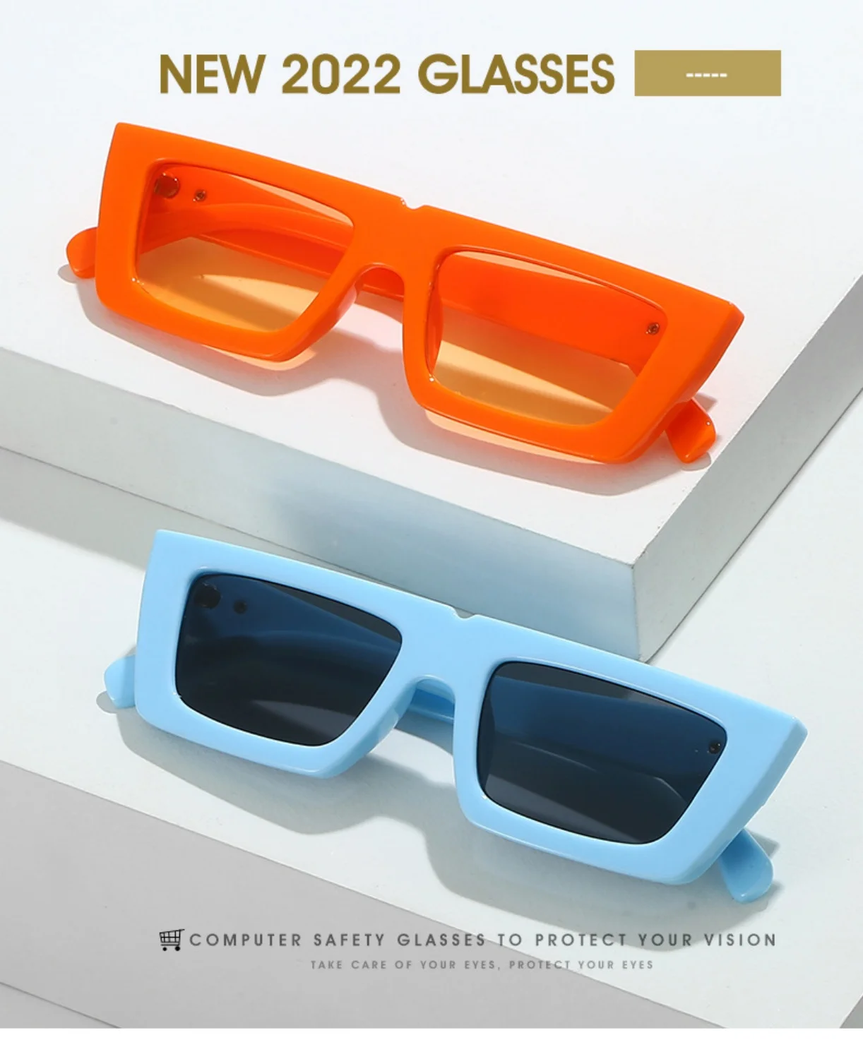 Kleine quadratische Sonnenbrille mit personalisierten Bügeln, X-Modellierung, für Damen und Herren, UV-Schutz, für den täglichen Gebrauch und Streetwear – Detail 1