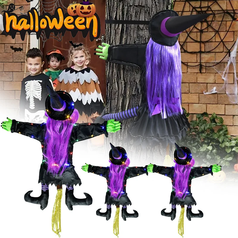 

Witch Stuck in Tree Halloween Decoration Large Outdoor Scene Setter for Lawn Porch Gothic Garden Themes Decoration