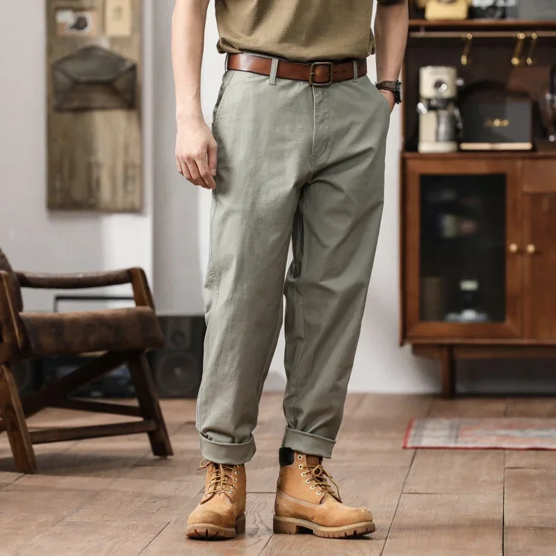 ผู้ชายญี่ปุ่นStreetwearแฟชั่นRetro AMEKAJIหล่อหลวมผ้าฝ้ายสบายๆกางเกงCityboyตรงกางเกงกางเกง