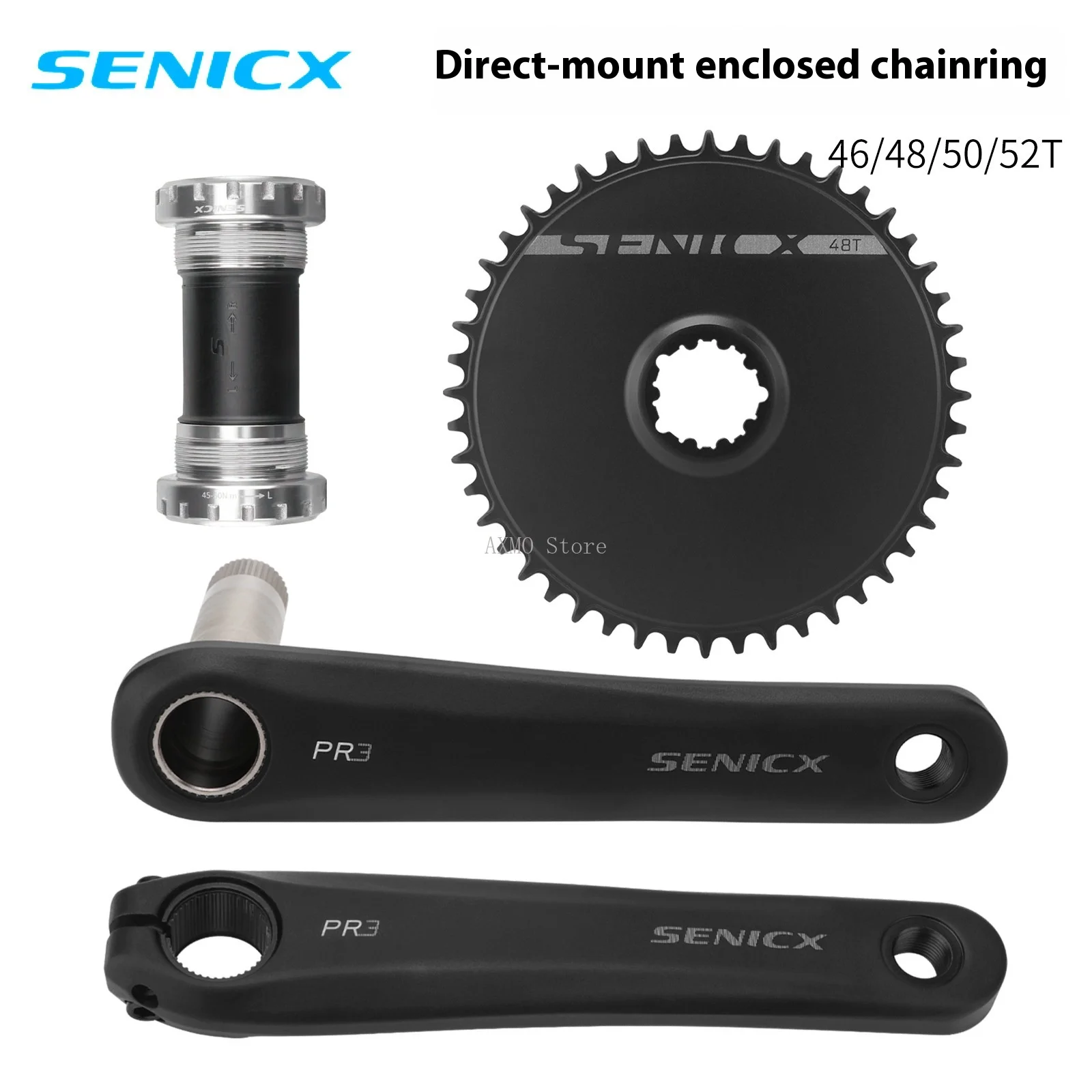 

SENICX Road Bike Crank Aluminum Direct-Mount Closed Chainring Lightweight Pressfit Bottom Bracket Bicycle Accessories